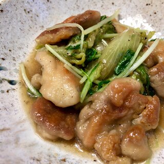 鶏モモ肉の、水菜とレタスの中華風あんかけ♩